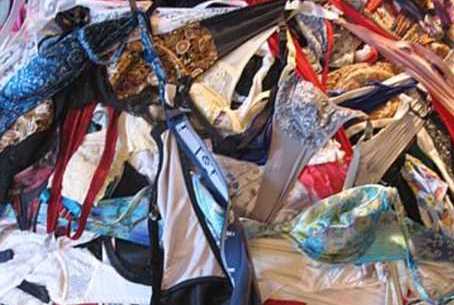 Bras being sorted and processed